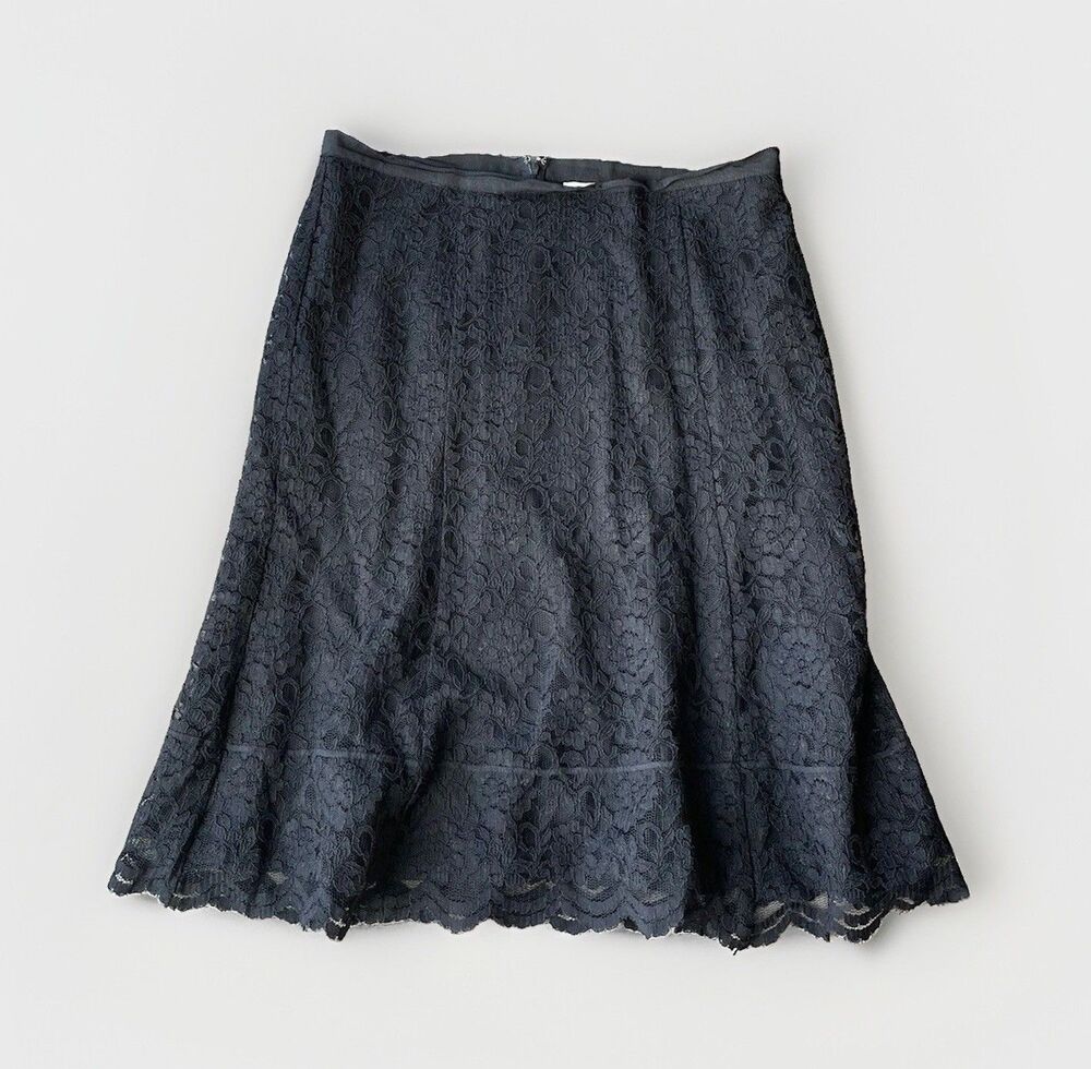 Old Navy Black Lace Lined Skirt Size 10 Zip 90s Y2K